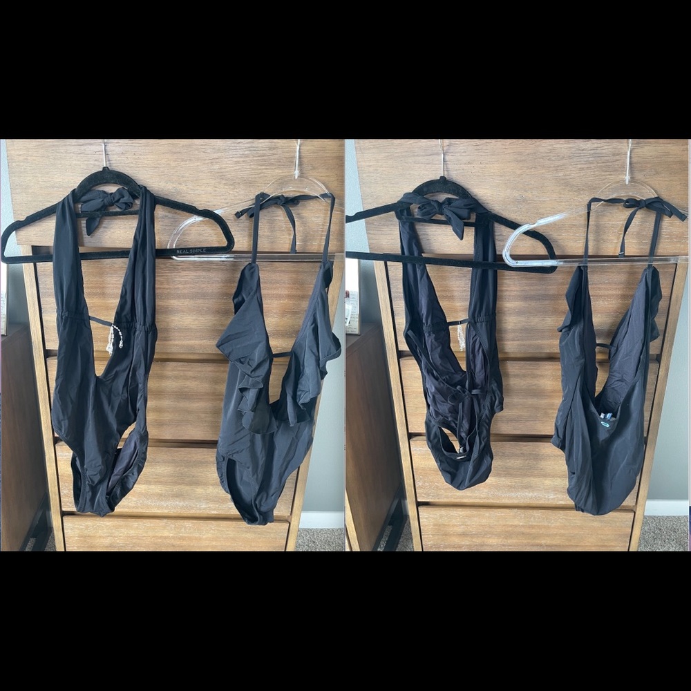 2 Jantzen swim suits black one piece -woman small